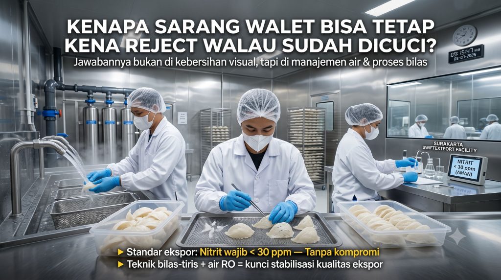 sDicuci Bersih Tetap Reject? Ini Rahasia sarang burung walet Lolos Ekspor - Jangan sampai rugi miliaran! Pengusaha lain sudah tahu trik turunkan nitrit walet di bawah 30 ppm. Klik sekarang sebelum barang Anda tertahan di karantina!